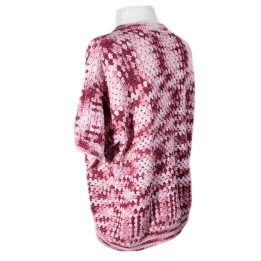 Hand Crafted Crocheted Pullover Pink Size L - Picture 6 of 12